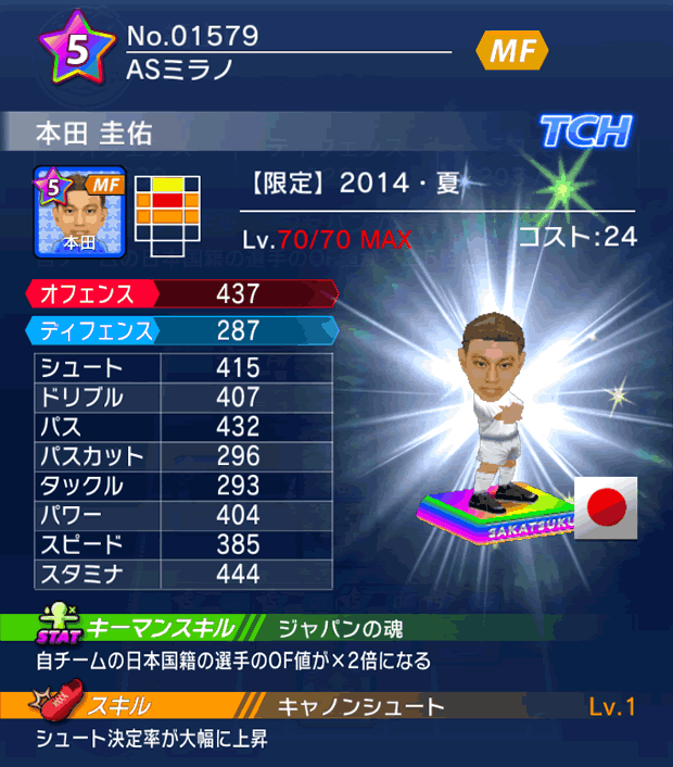 No.01579　本田圭佑【14・夏】