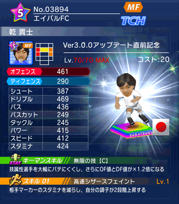 No.03894　乾貴士【Ver3.0.0直前】