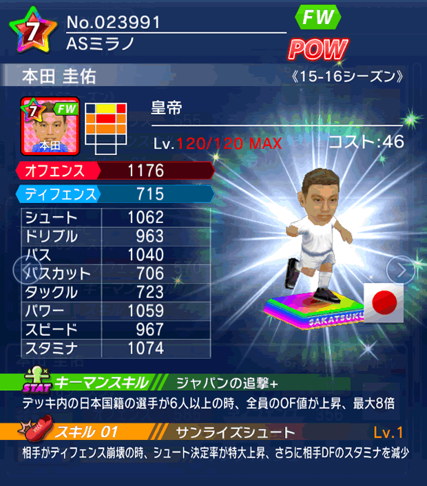 No.23991　本田圭佑【15-16】