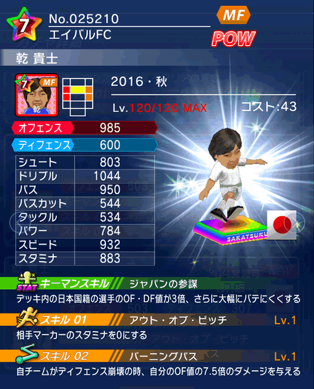 No.25210　乾貴士【16・秋】